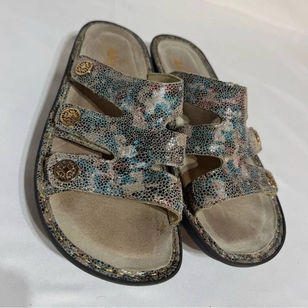 Alegria Venice Dinah Fawn Dottie Leather Slides Strappy Sandals Shoe Sz 39 9/9.5